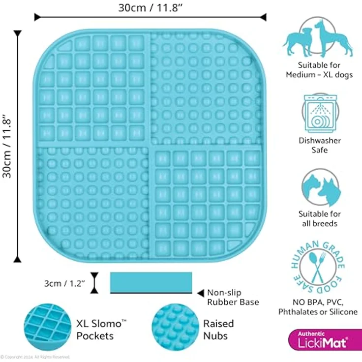 LICKIMAT LickiMat Slomo XL, Extra großer Slow Feeder für trockene, nasse, rohe Lebensmittel, geeignet für mittelgroße bis große Rassen, spülmaschinenfest, lebensmittelecht, 30 x 30 cm – Bild 2