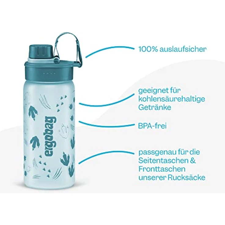 Ergobag Trinkflasche BPA-frei 550 ml Blümchen - Türkis, auslaufsicher und Kohlensäure geeignet, Spülmaschinengeeignet, doppelwandig isoliert – Bild 2