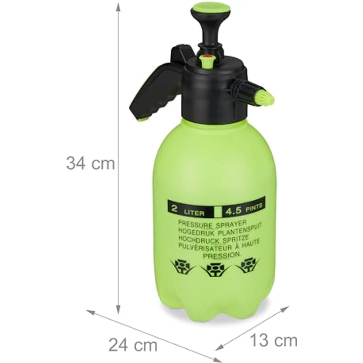 relaxdays Drucksprühgerät 4er Set, 2 Liter Pumpspröcher in Grün mit verstellbarer Düse und Sicherheitsventil – Bild 4