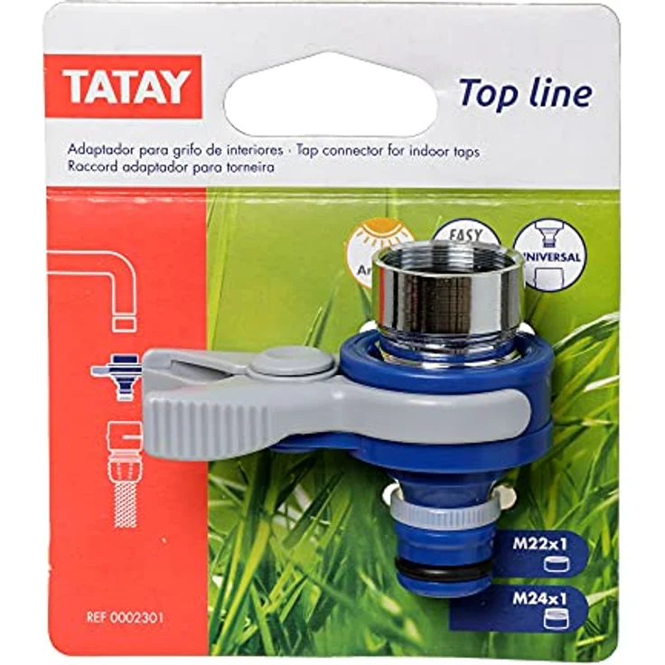 TATAY Hahnverbinder für Indoor-wasserhähne Top Line, Außengewinde 24mm, Innengewinde 22mm, Universalstecker, Sonnenschutz, Einfache Installation, Blau. 0002301 – Bild 3