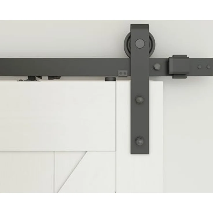 inova Schiebetür Komplettset weiß 1025x2150mm, Scheunentor mit offener Laufschiene schwarz und Softclose – Bild 3