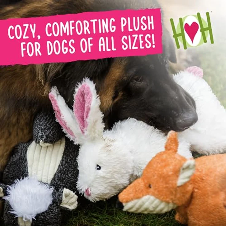 HuggleHounds Plüsch Hundespielzeug Lester Lamb, großer Fuzzy Hundespielzeug aus weichem Plüsch mit Quietscher für kleine und große Rassen – Bild 2