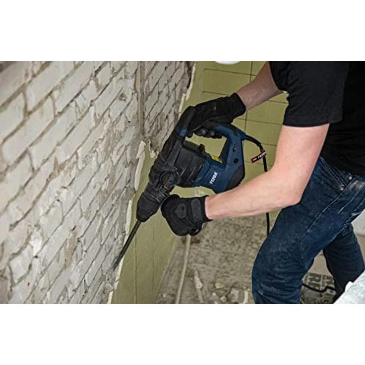 FERM Bohrhammer 1500W - Seiten-Handgriff - Bohren, Hammerbohren und Meißeln - Inkl. 3x SDS Plus Bohrköpfen und 2x SDS Plus Werkzeugköpfen – Bild 5