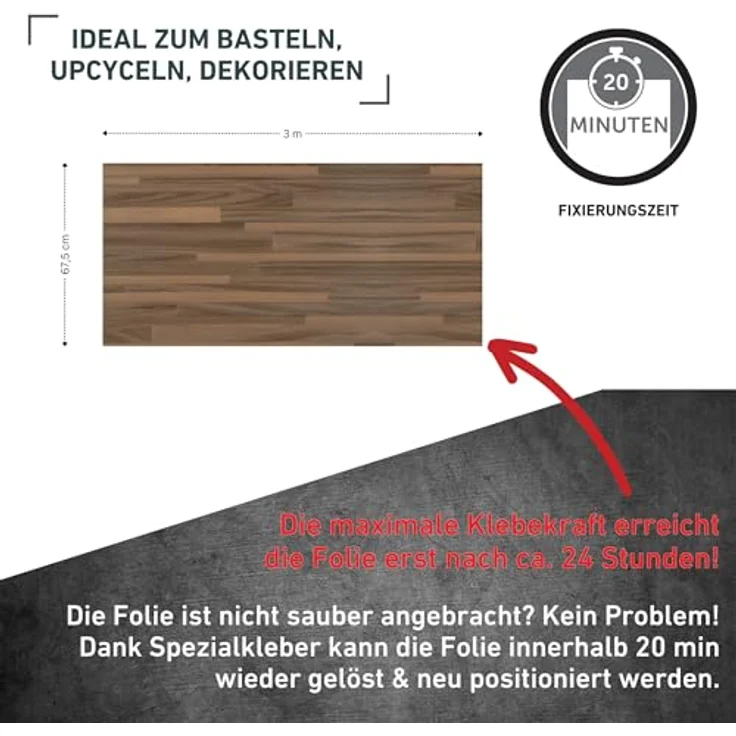 Venilia Klebefolie Parkett, Dekofolie, Möbelfolie, Tapeten, selbstklebende Folie, PVC, ohne Phthalate, Natur-Holzoptik braun, 67,5cm x 3m, 95µm (Stärke: 0,095 mm), 53168, 67,5 x 300 cm - Preisvergleich – Bild 2