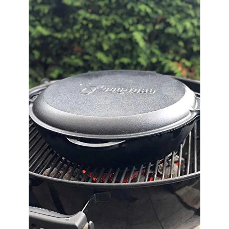 BBQ-Toro Gusseisen Kazan mit Deckel I Traditioneller Gusstopf I Kasan mit abgeflachtem Boden I Grillwok schwarz – Bild 3