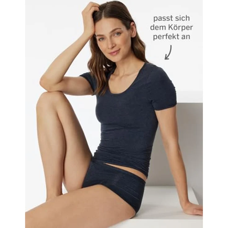 Schiesser Damen Shirt "Personal Fit", Unterhemd Casual Stretch, atmungsaktiv und formstabil, blau, (M) – Bild 5