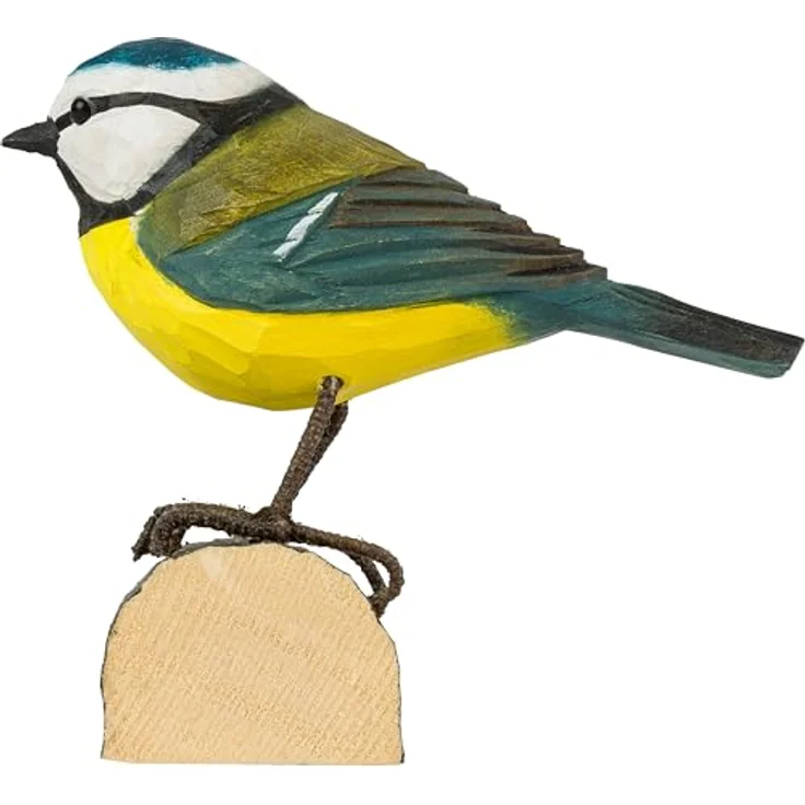 WILDLIFEGARDEN DecoBird Blaumeise WG402, Handgeschnitzte Holzfigur, Kleine Europäische Vögel, Umweltfreundlich bemalt – Bild 4