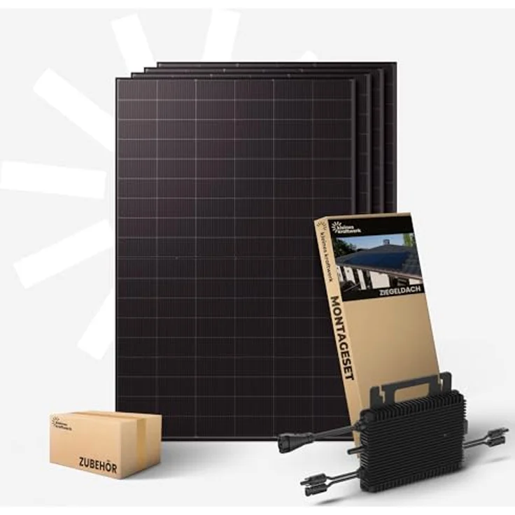Kleines Kraftwerk Quattro XL 2000Wp Balkonkraftwerk mit Ziegeldach-Halterung, 800W Wechselrichter mit WiFi & Bluetooth, 4x500W bifaziale Solarmodule, 5 m Kabel – Bild 2