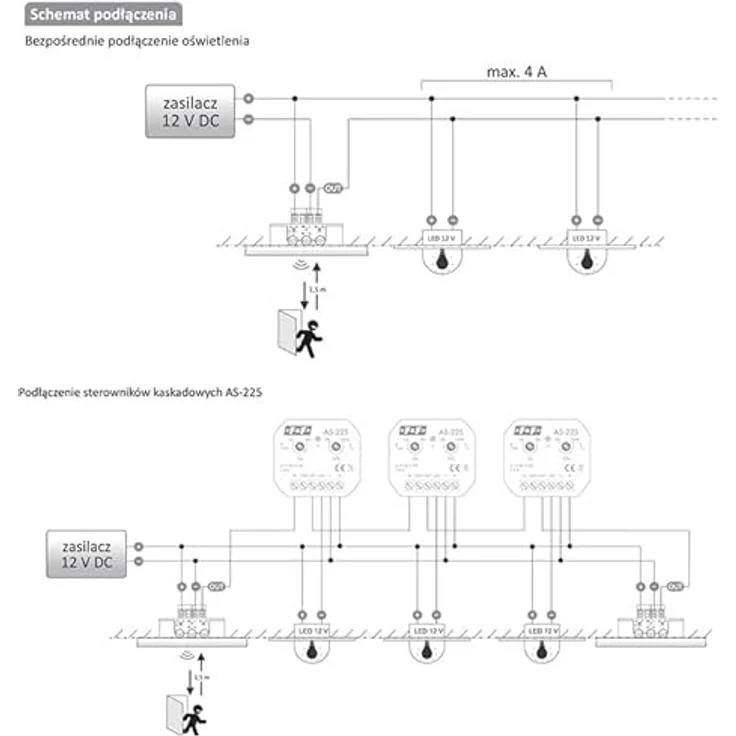 No Name DRL-60-12, Laser-Bewegungsmelder mit 60 m Reichweite und IP54-Schutz für Lichtsteuerung in Fluren und Treppen – Bild 6