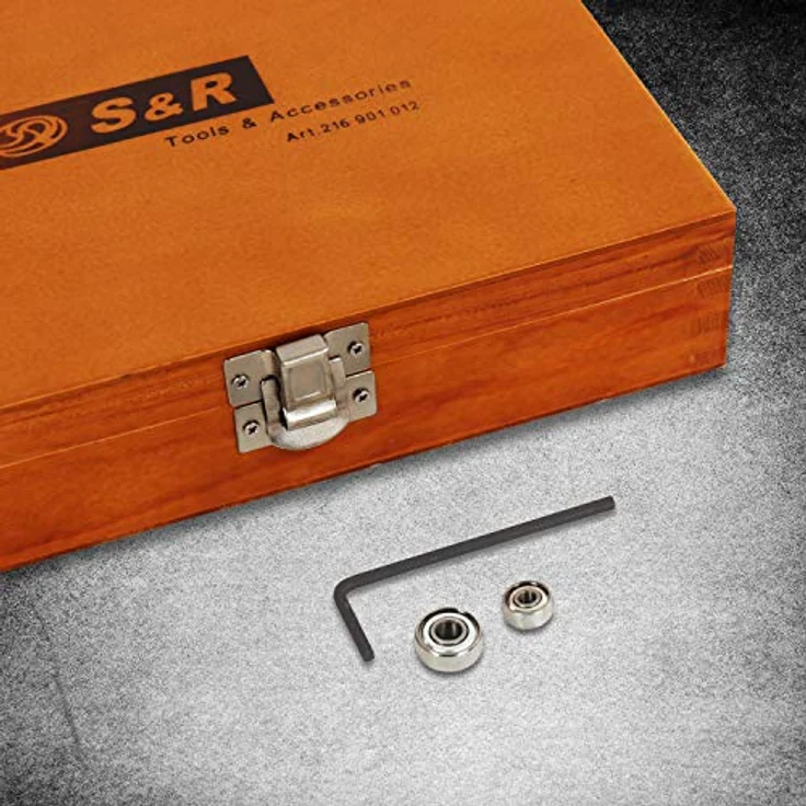 S&R Hochleistungs Fräser-Set 12-tlg, Holzfräser in Industrie-Qualität für hartes und weiches Holz mit Holzkoffer, Fräser-Bit Satz, Schaft 8mm, gehärtete Wolframkarbid Hartmetall-Schneiden, YG8 – Bild 5