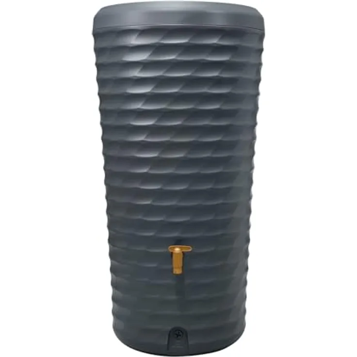 4rain Jolie 2in1 Regenspeicher Regentonne 230 Liter Graphite Grey, Wasserbehälter mit Pflanzschale und Auslaufhahn – 100% recyclebar, Made in Germany