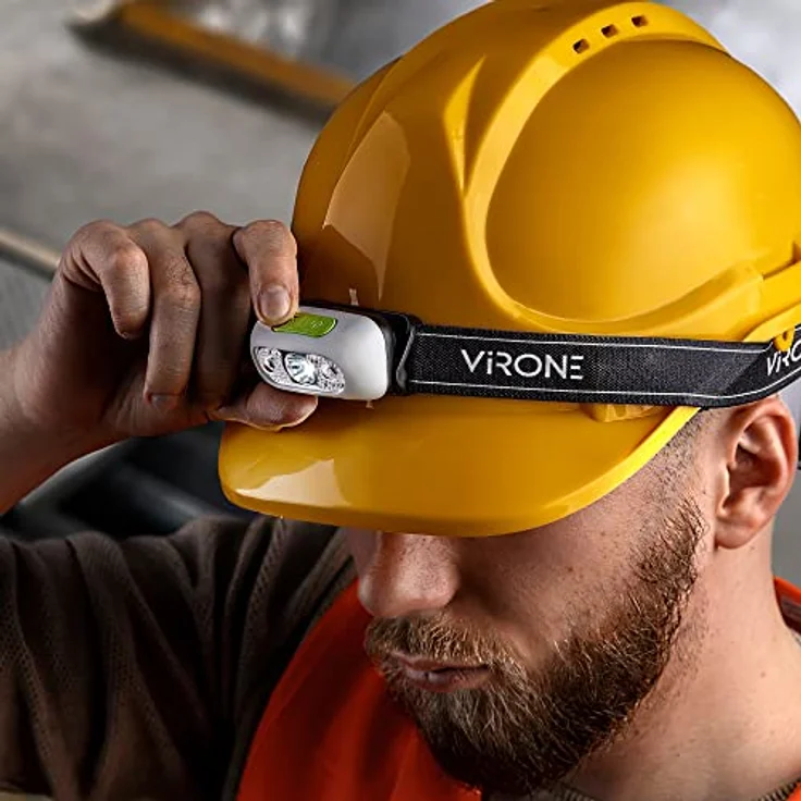 Virone LT-1 Stirnlampe, LED wiederaufladbar mit berührungslosen Schalter, USB-Ladegerät und beweglichem Brennerkopf, 5 Betriebsarten – Bild 2