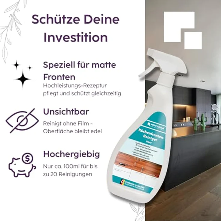 HOTREGA® Küchenfronten-Reiniger, materialschonender Intensivreiniger für matte Oberflächen, säure- und laugenfrei, 750 ml – Bild 6