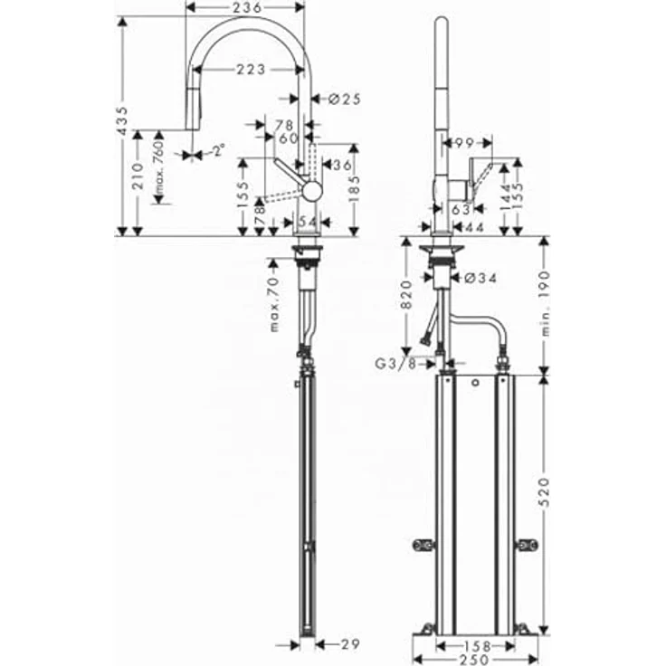 hansgrohe 210 Talis M54, Küchenarmatur mit ausziehbarem Schlauch und 2 Strahlarten, inkl. sBox zur Schlauchaufbewahrung – Bild 2