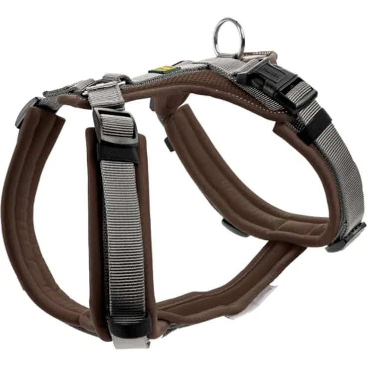 HUNTER Hundegeschirr Maldon UP, braun/grau, weich gepolstert, stark reflektierend, 4-Fach verstellbar (XS-S)