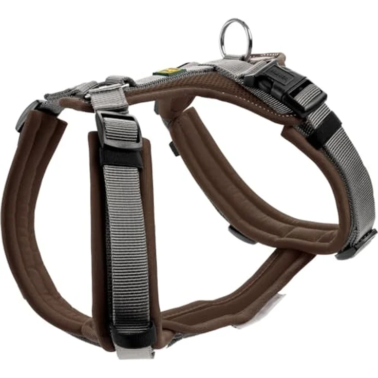 HUNTER Hundegeschirr Maldon UP, braun/grau, weich gepolstert, stark reflektierend, 4-Fach verstellbar (XS-S) – Bild 1