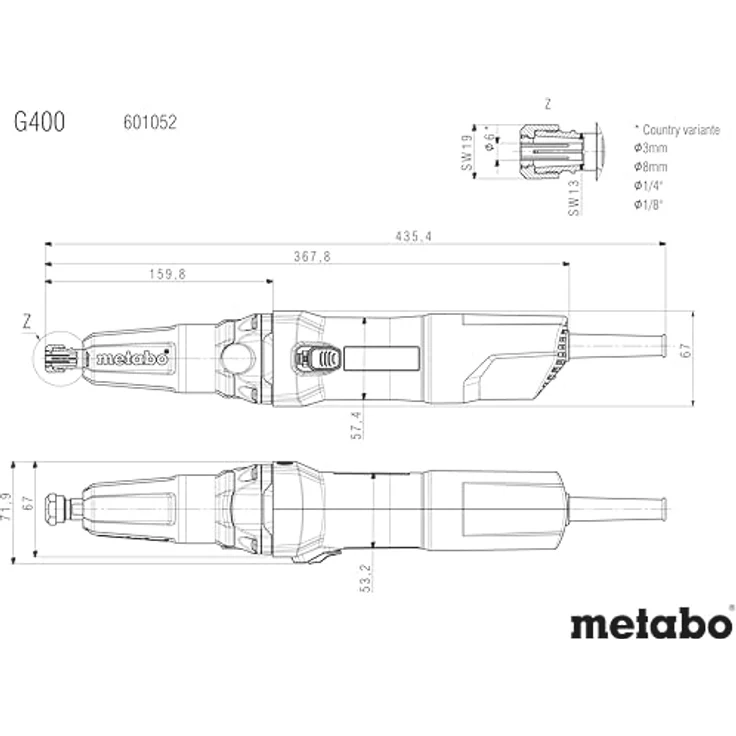 Metabo Geradschleifer G 400 (601052000), robust mit langer Schleifspindel und präzisem Spannhals – Bild 2