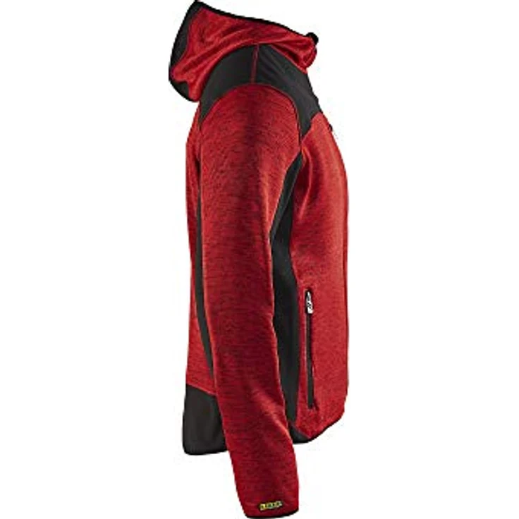 BLAKLÄDER® Herren Strickjacke 4930, rot/schwarz, mit Kapuze und Softshell-Einsätzen, Größe M – Bild 3