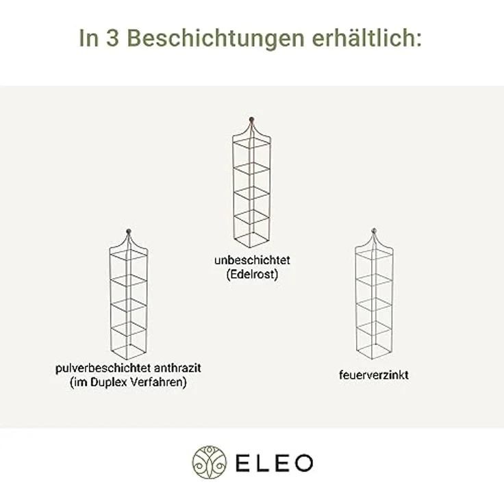 ELEO Obelisk Catania Groß, Pulverbeschichtet DB703 in Anthrazit, 170 cm Rankhilfe für kletternde Pflanzen – Bild 9