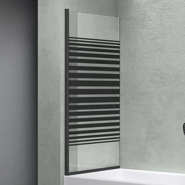 Mai & Mai Cortona201 Badewannenwand, Duschabtrennung aus 6mm ESG-Sicherheitsglas mit NANO-Versiegelung, teilsatiniert, 80x140cm, schwarz – Bild 4