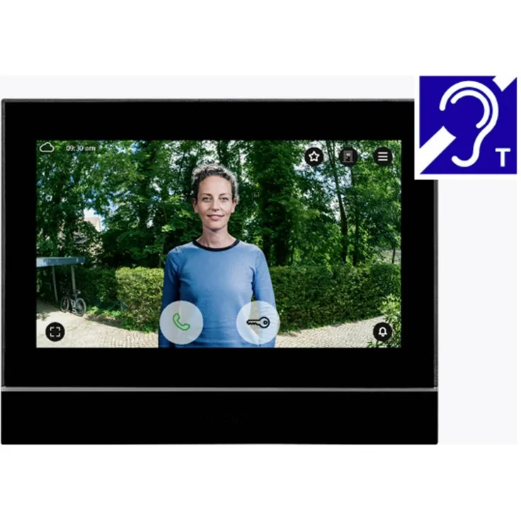 DoorBird A1104T IP-Video-Türsprechanlage mit 7-Zoll-HD-Touch-Display, WLAN und LAN Inneneinheit in Graphitschwarz, inkl. Induktionsschleife für hörbeeinträchtigte Menschen