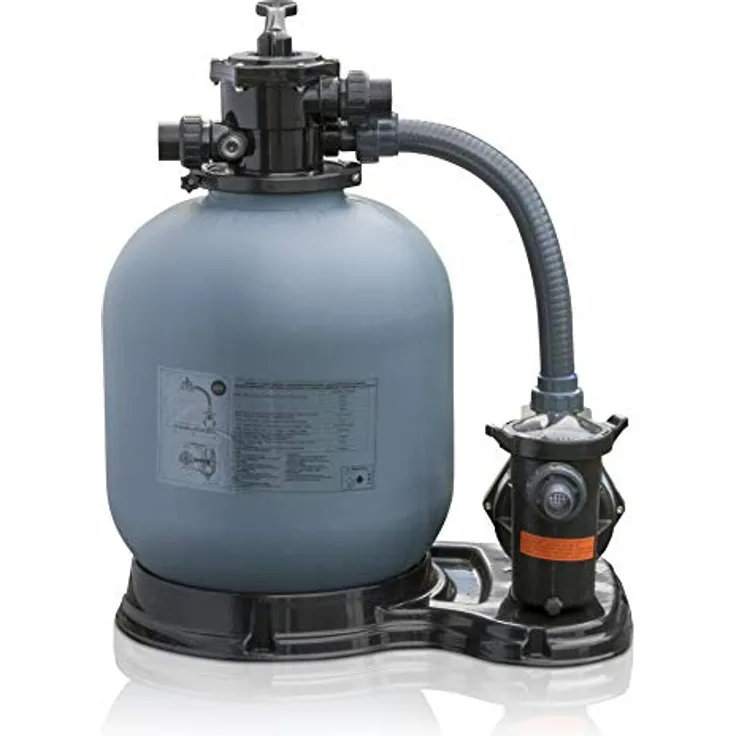 Gre Sandfilterpumpe Fs550 2021, grau, 1 PS, filtert 10.600 Liter pro Stunde, vormontierter Vorfilter, geeignet für Pools bis 80 m³