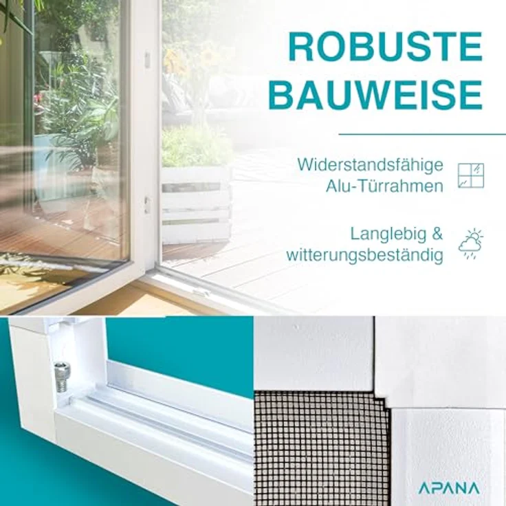 APANA universelle Fliegengitter Schiebetür in Anthrazit - Insektenschutz zum Zuschneiden bis 240cm x 240cm, stabiles Fiberglasgewebe – Bild 5