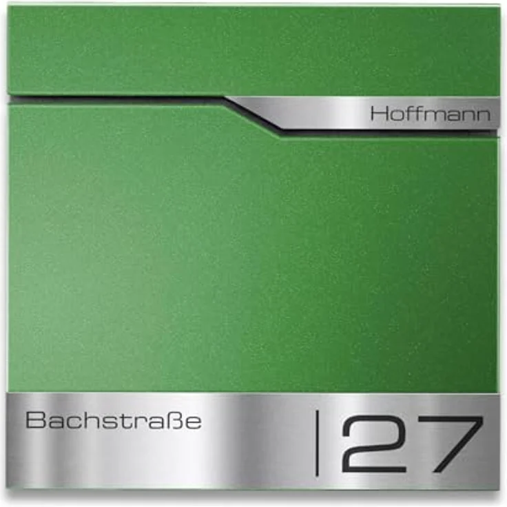 Metzler® Briefkasten in Grau mit Wunsch-RAL-Farbe, integriertes Zeitungsfach, personalisierte Lasergravur und Edelstahl-Namensschild, rostfreier Wandbriefkasten mit 10 Jahren Ersatzteilen – Bild 4
