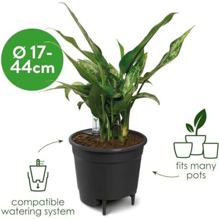 Elho Ø21 cm Selbstbewässerungssystem, schwarz – Bild 3