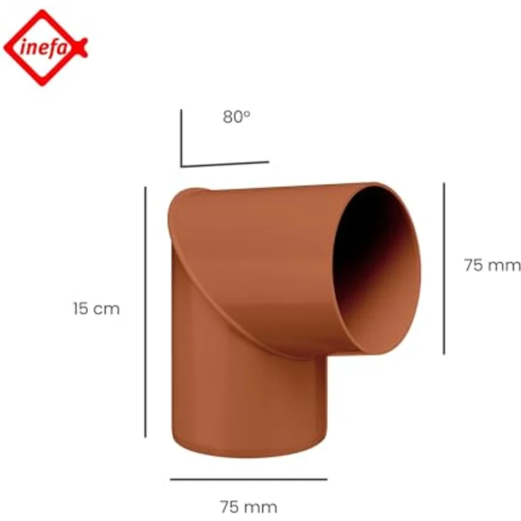 INEFA Rohrbogen 80° PVC DN 75 für Braun Fallrohr, langlebig und UV-beständig, Made in Germany – Bild 2