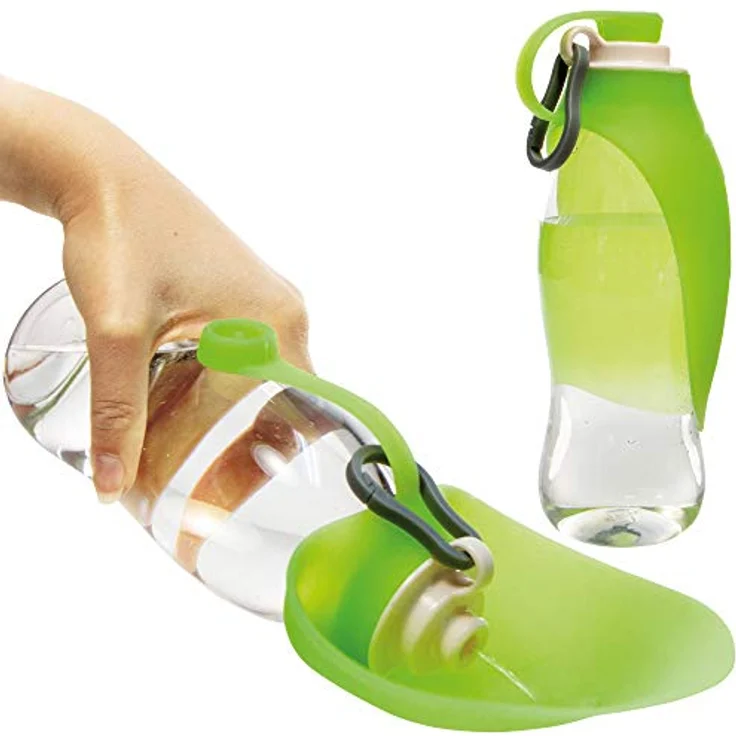 Schecker Hunde Trinkflasche Wasserflasche h2o Trinkflasche Wassernapf mit Silikon Trinkblatt Praktische Trinkflasche für unterwegs 0,6l - Preisvergleich – Bild 1