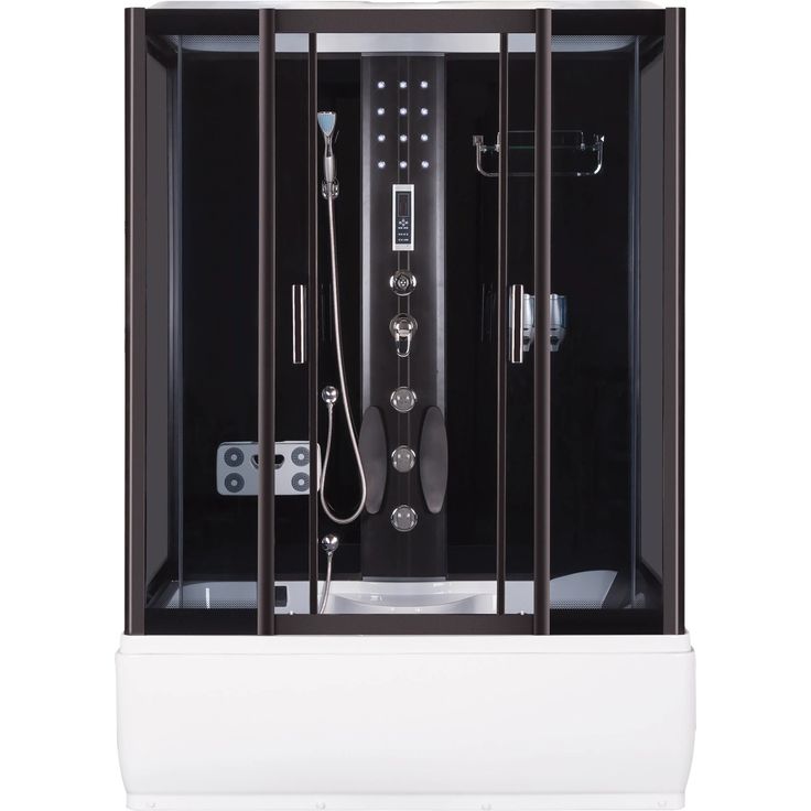 Kerra Hydromassagekabine XL 151x86 cm, Duschkabine mit Badewannenfunktion, 3 Massagedüsen, integrierter Sitz, elektronisches Bedienfeld, schwarz