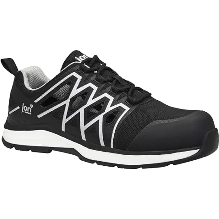 Jori jo_SWIFT Air black Low ESD S1P Sicherheitsschuh, atmungsaktives Textilfutter, gepolsterte Lasche, ganzflächige Einlegesohle, Gummi/PU Sohle, EN ISO 20345 S1P HRO/SRC