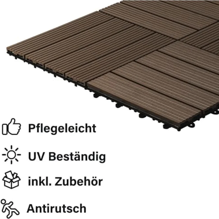 HOME DELUXE WPC Holzfliesen - Alle Varianten Dunkelbraun, 6 qm – Bild 5