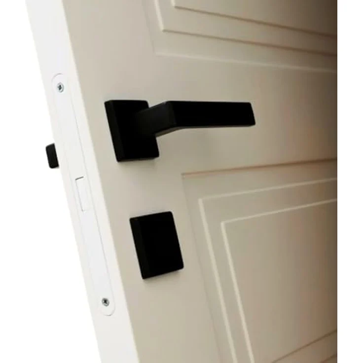 Generico 1 Paar Türgriffe für Innentüren, moderner schwarzer quadratischer Griff mit Design-Rosette, universal einsetzbar, inklusive Befestigungsset für rechts/links – Bild 4