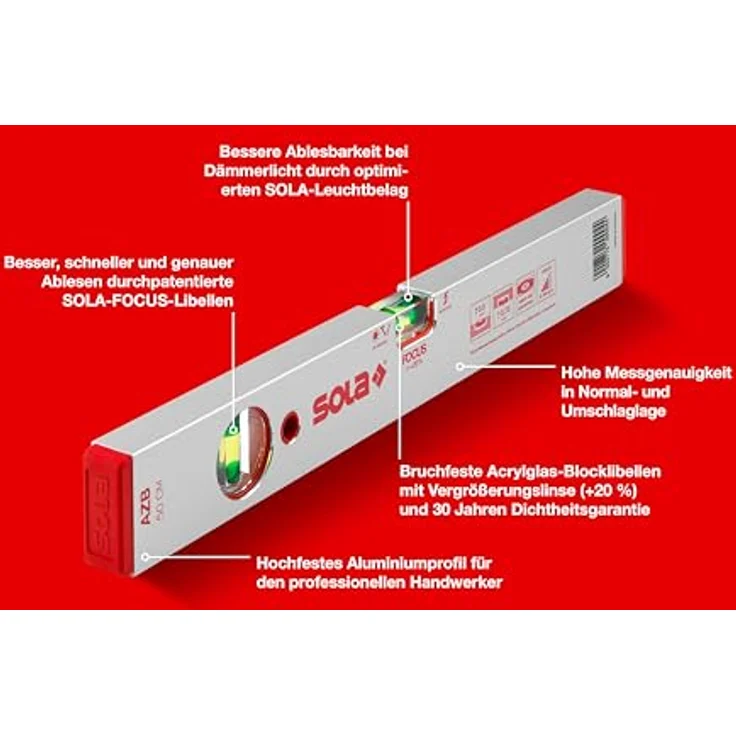 Sola 1010701 Alu-Wasserwaage''AZB 50'' cm in rot – Bild 3