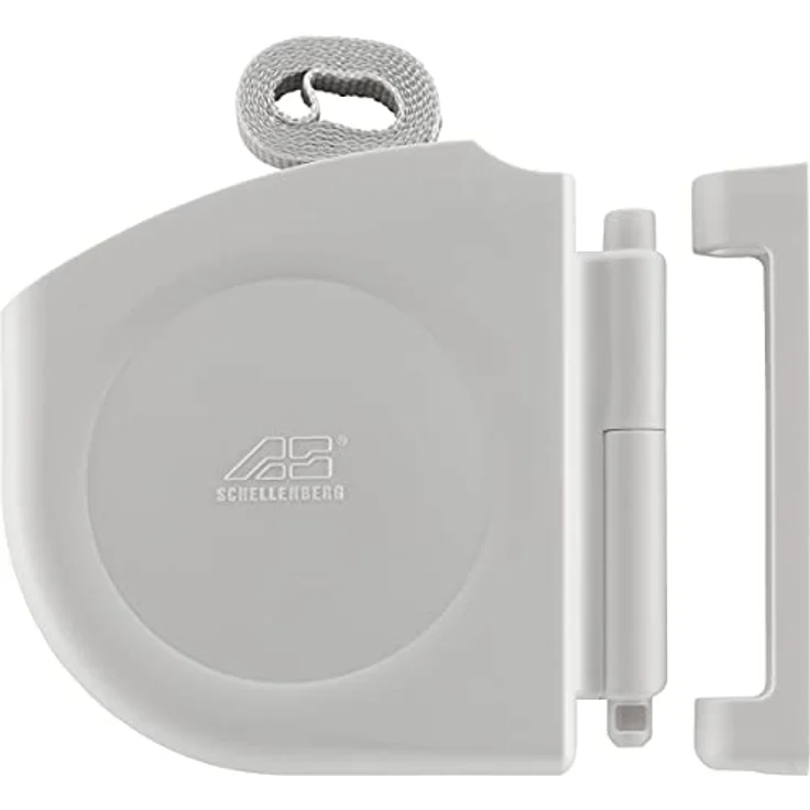 Schellenberg 50150 Rolladen Gurtwickler Aufputz inkl. Rolladengurt 14 mm x 5m, System Mini, 180° schwenkbar, Lochabstand 8 cm Aufschraubwickler kann geöffnet werden, Weiß – Bild 2