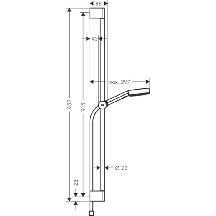 hansgrohe Pulsify Select S 105 Duschset, Relaxation mit 90 cm Duschstange, 3 Strahlarten, Matt-Weiss, 11.40 l/min – Bild 3