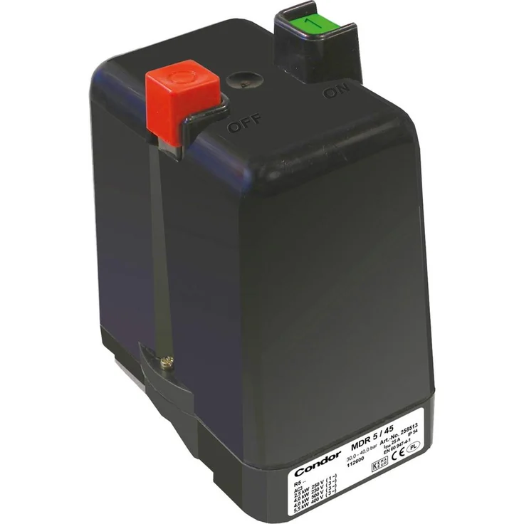 Elmag Druckschalter CONDOR MDR 5/16 K, 400 Volt, IP54, passend für 400 Volt Kompressoren bis 5,5 kW, ohne Motorschutzrelais und Entlastungsventil