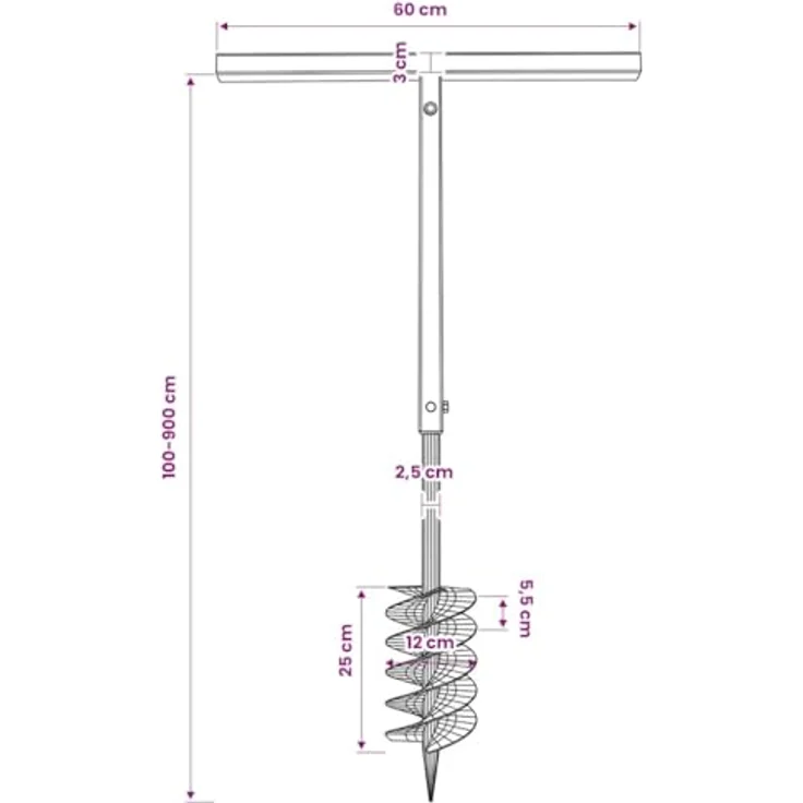 VidaXL Erdbohrer mit Griff 120 mm Verlängerungsrohr 9 m – Bild 4