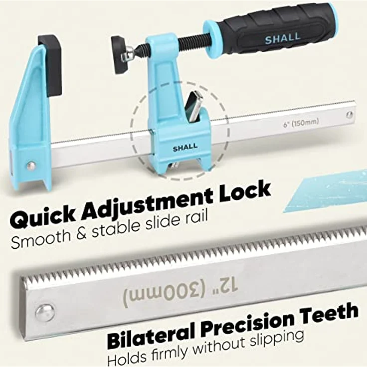 SHALL Schraubzwingen Set 4 Stück, Spannweite 150mm (6 Zoll), Spannkraft 272kg (660 Pfund), Edelstahl, präzises Fixieren von Holzwerkstücken – Bild 5