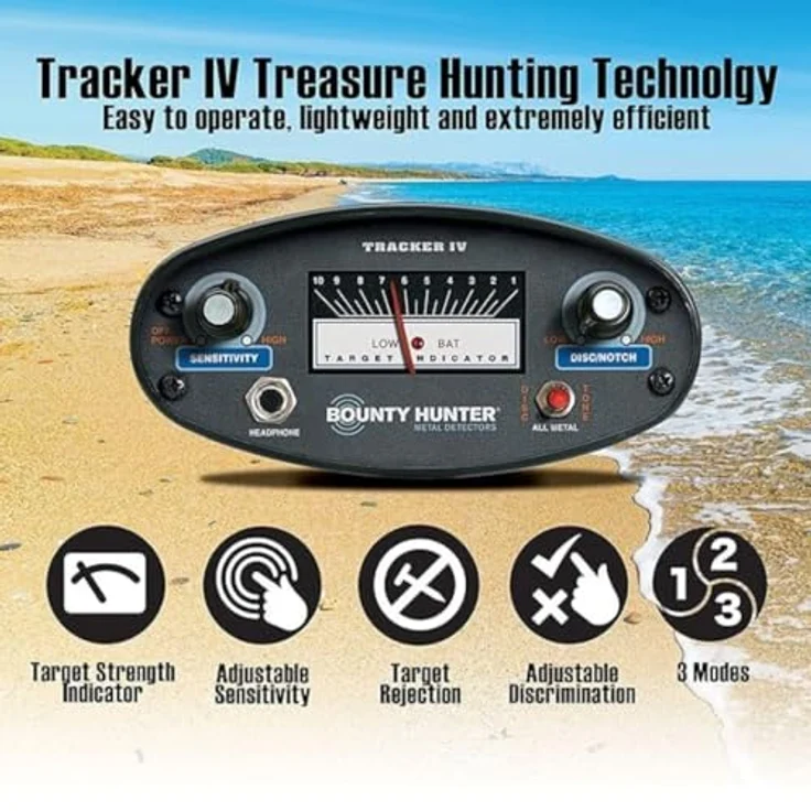 Bounty Hunter Tracker IV Metalldetektor Suchgerät mit Metallfilterfunktion, Diskriminierungsfunktion, ALL METALL und 2-Ton-Modus für münzgroße Objekte in Tiefen von bis zu 17 cm – Bild 4