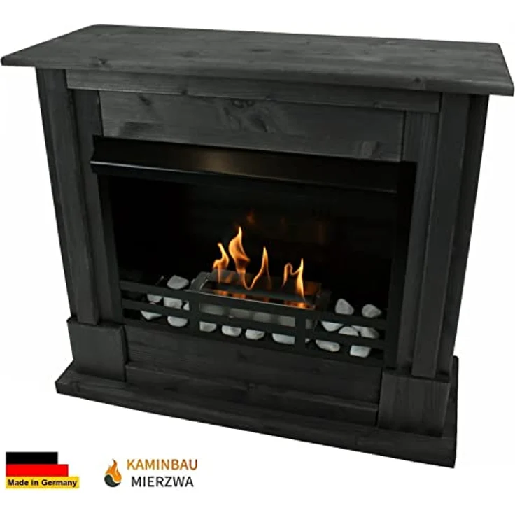 Kaminbau Mierzwa Gel und Ethanol Kamin Modell Emily Deluxe inkl. Edelstahl Brenner Schwarz, Made in Germany, Gratis Kaminzubehör – Bild 2