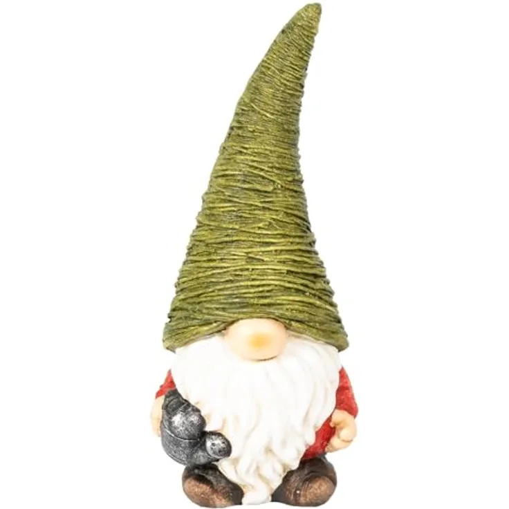 Lemodo Wichtel mit Gießkanne | Weihnachtswichtel aus Magnesia | Wichtel Figur 42,5 cm hoch | Tomte mit grüner Mütze | GNOME als schöne Weihnachtsdeko | Wichtel Deko für drinnen und draußen