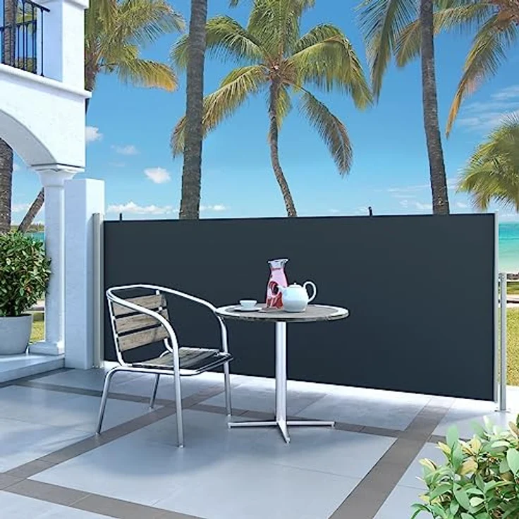 vidaXL Ausziehbare Seitenmarkise 120x300 cm Schwarz, UV-beständig und wasserfest – Bild 2