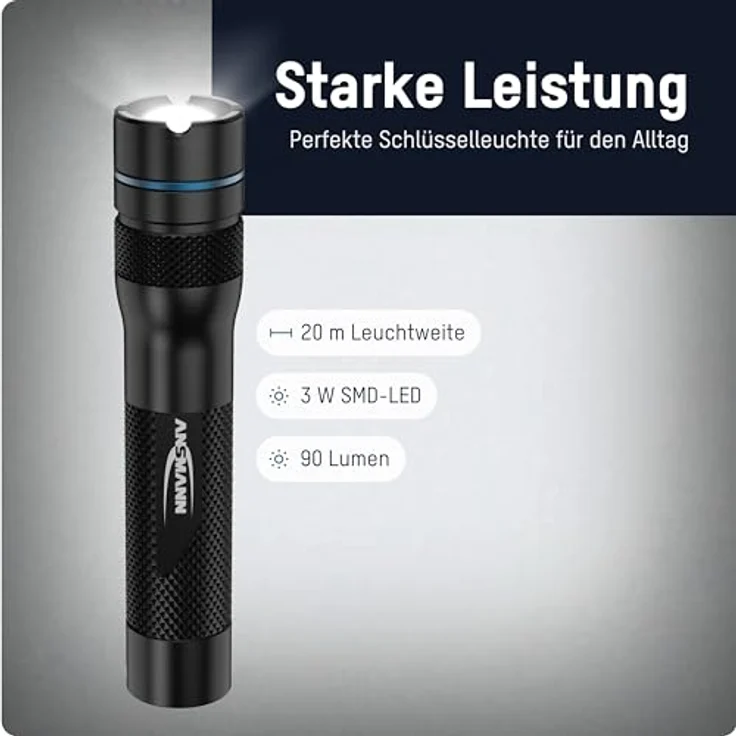 ANSMANN Taschenlampe mini für Schlüsselbund, superhelle LED mit 90 lm, ultrakompakt, robust & leicht, ideal für Notfälle & Outdoor-Aktivitäten – Bild 3