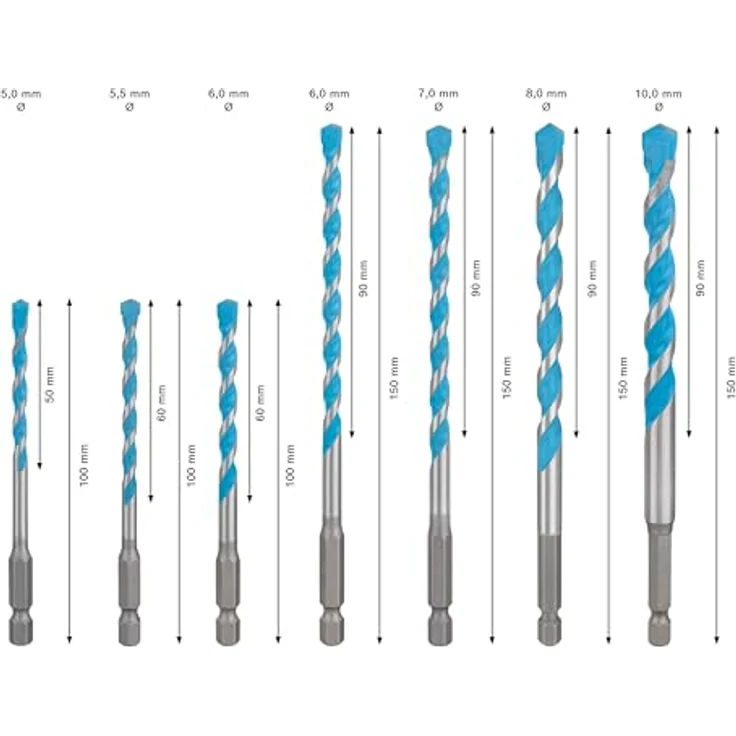 Bosch 7x EXPERT HEX-9 Multi Construction Bohrer-Set (für Beton, Soft Ceramic Tiles, Ø 5-10 mm, Professional Zubehör Schlagbohrer, Schrauber, Bohrmaschine) – Bild 3