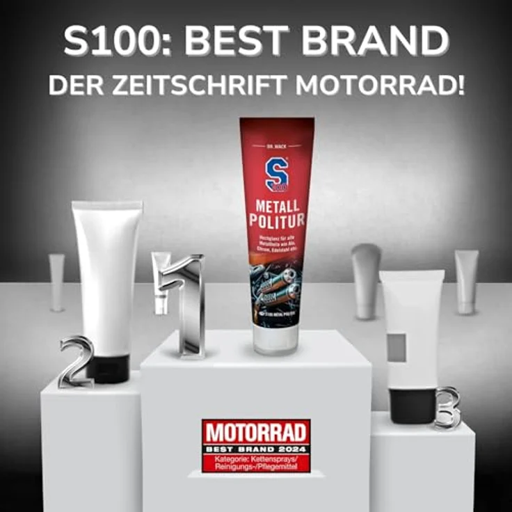 DR WACK S100 Metallpolitur, 100 ml Auto-Reinigungsmittel für Hochglanz, entfernt Korrosionsspuren und Kratzer – Bild 3