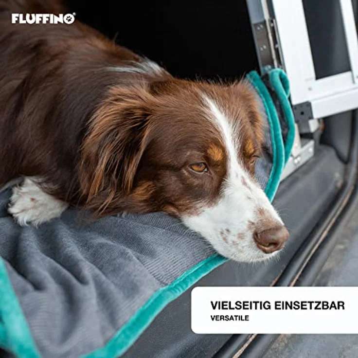 FLUFFINO® Hundedecke/Wendedecke - Hochwertig, flauschig weiche & robuste Oberseite (150x100 cm, 40°C waschbar, Grau) Kuscheldecke/Liegedecke für große und kleine Hunde - Sofadecke – Bild 5