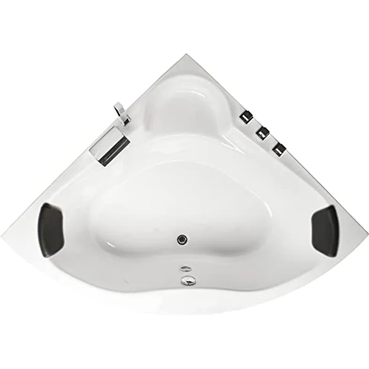 Basera® Eck-Badewanne Futuna 140 x 140 cm mit Wasserfall, LED-Ambiente und Kopfstützen, weiß – Bild 2